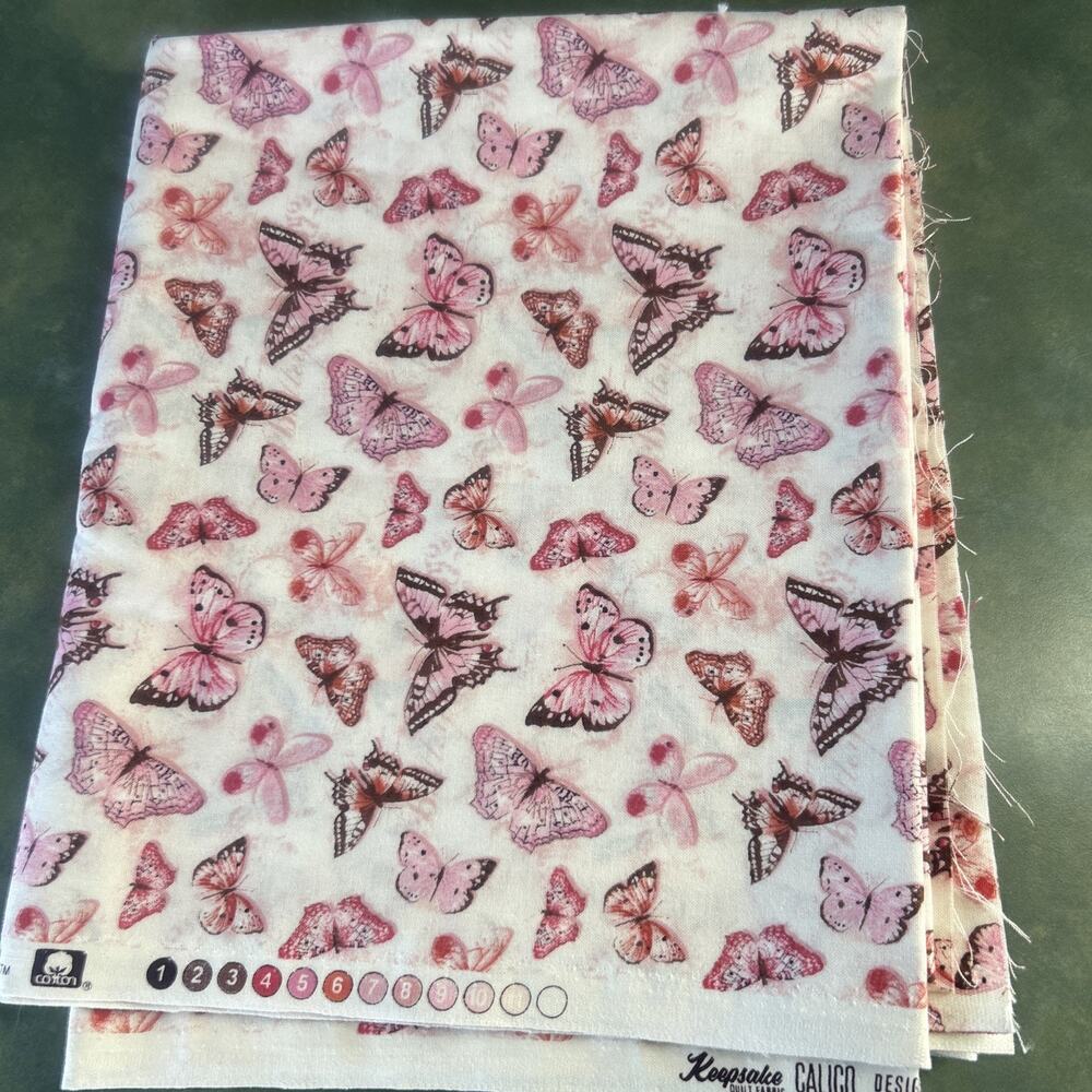 Pink Butterfly Fabric 42x74 Keepsake Calico Cotton Quilt Joann Floral Craft
